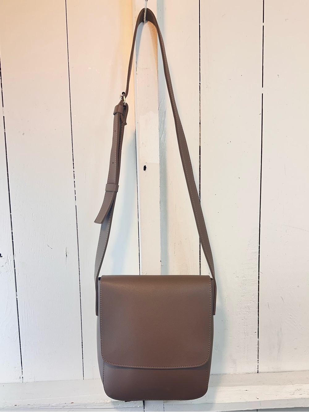 Messenger Bag Faux Leather Brown Fall Crossbody Adjustable Strap - Picture 3 of 12